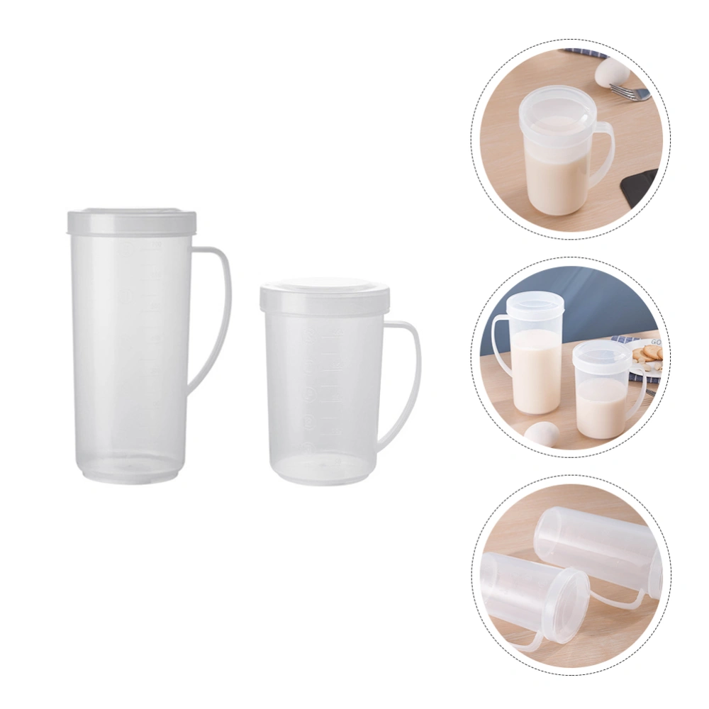 2pcs Plastic Measuring Cups with Scale Breakfast Jug Coffee Jug Milk Jugs