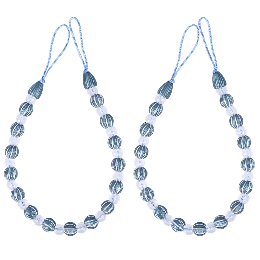 2pcs Stylish Acrylic Bead Drape Curtain Clip Tiebacks Holdbacks Buckle (Silver and White)