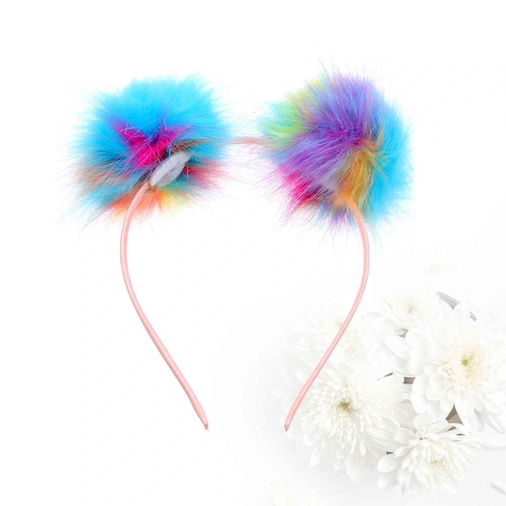 Kids Plush Ball Headband Hair Hair Accessory for Masquerade Talent Show Party - Type 1 Colour 1 (Colorful)