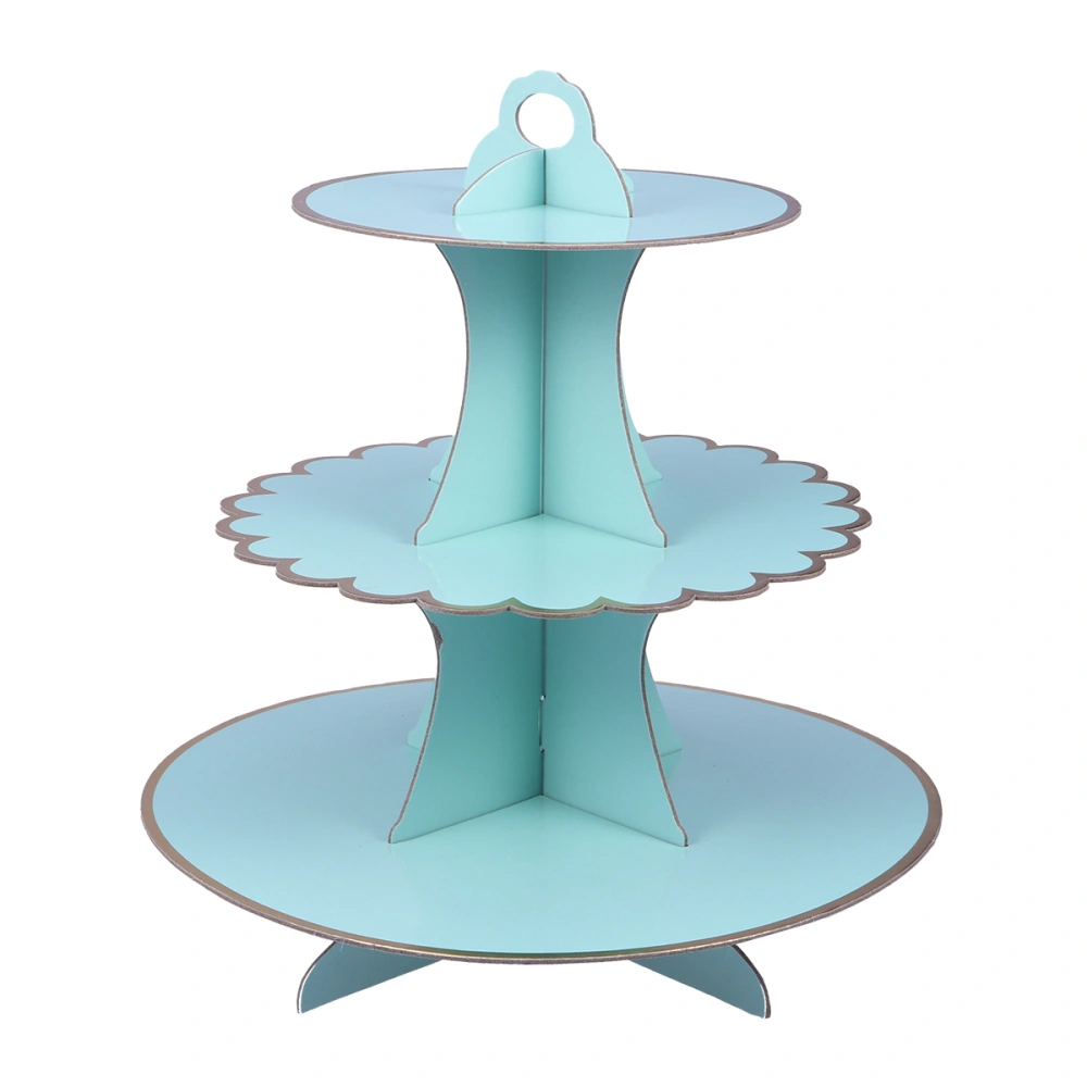 Three Layer Cake Stand Fruit Dessert Display Stand for Party Store Festival (Mint Green)