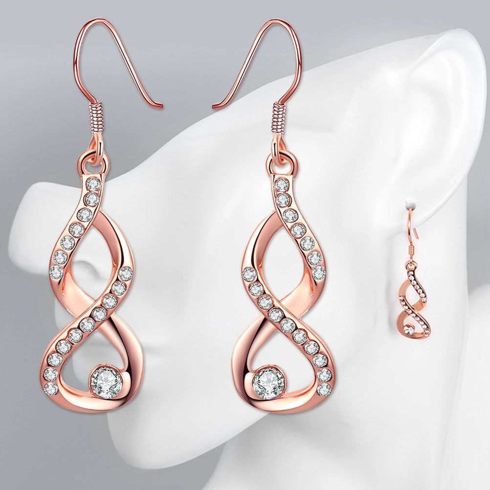 Long Rhinestone Dangle Earrings Stylish Infinite Figure 8 Zircon Earrings Jewelry for Women