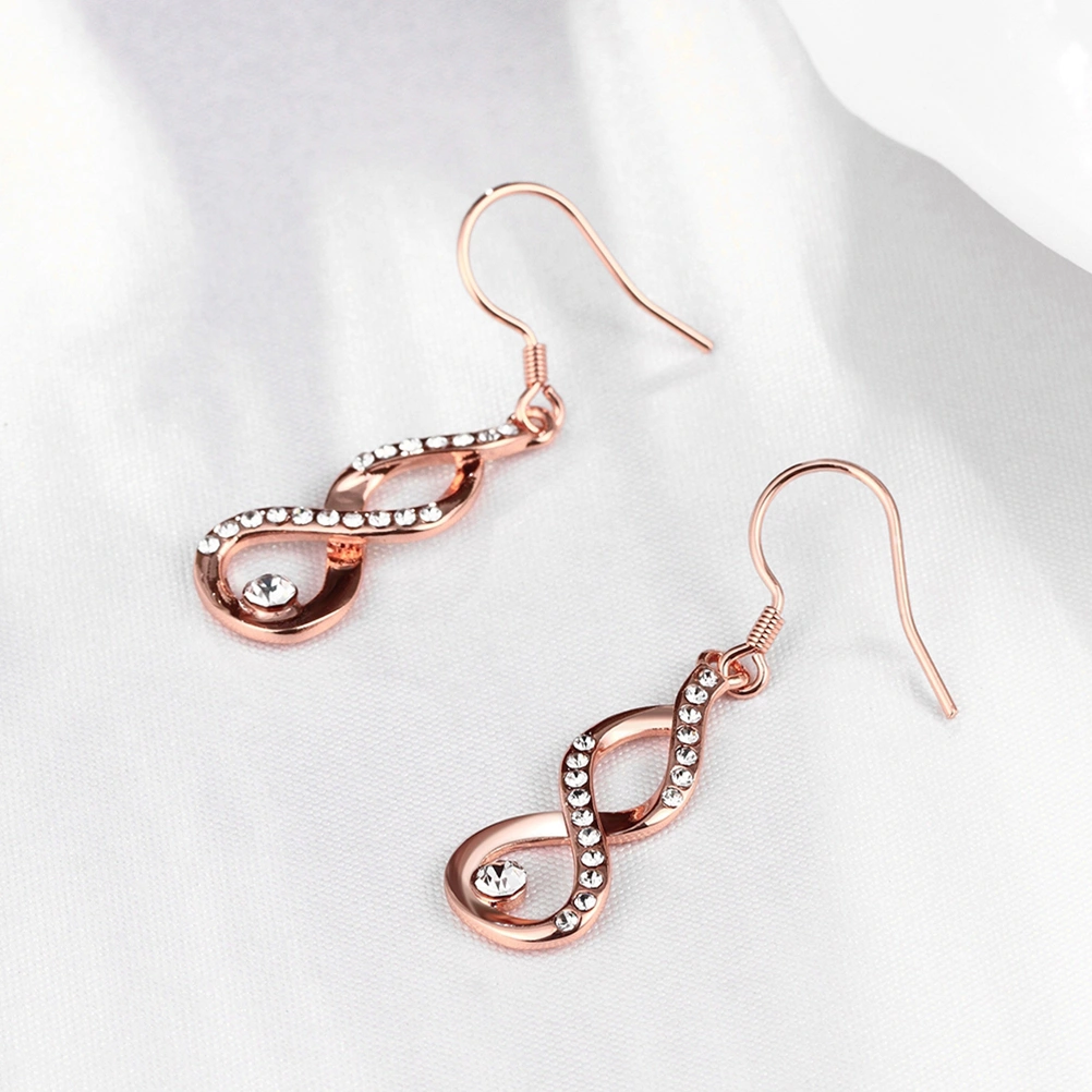 Long Rhinestone Dangle Earrings Stylish Infinite Figure 8 Zircon Earrings Jewelry for Women