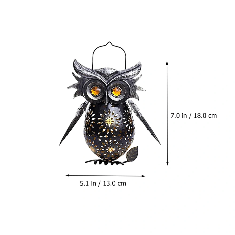 1pc Solar Owl Shape Hollow Iron Decorative Light Landscape Garden Light