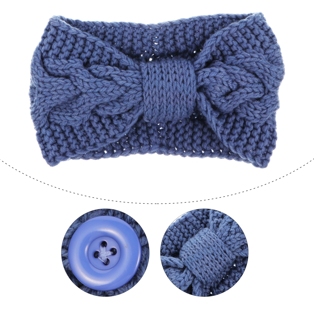 2pcs Elastic Knitted Thermal Hair Accessory Button Headband Warm Headband