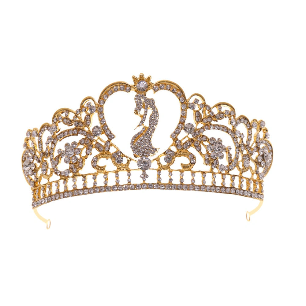 1Pc Decorative Bride Crown Rhinestone Crown Headdress Wedding Dress Crown Golden