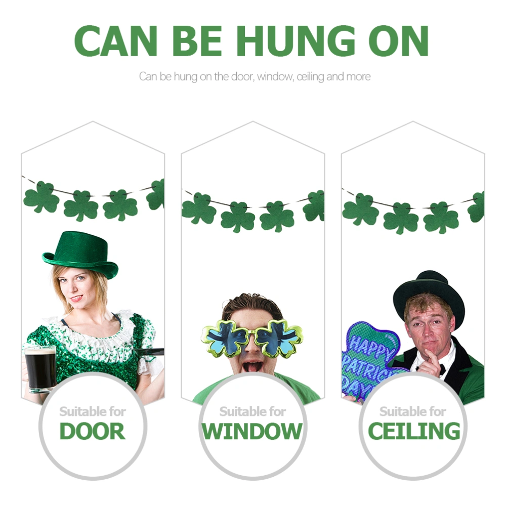 2 Pcs St. Patrick's Day Banners Party Hanging Streamer Shamrock Flag Decors