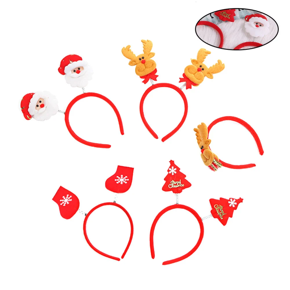 5pcs Christmas Snowman Headdress Deer Tree Hair Headdress Party Hair Accessory (Random Style)