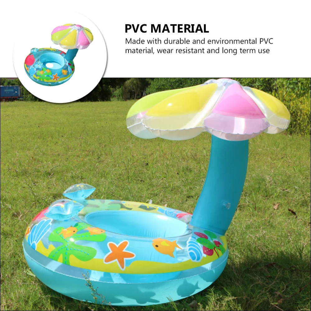 1PC Inflatable Mushroom Boat Awning Child PVC Water Surface Swim Seat Ring