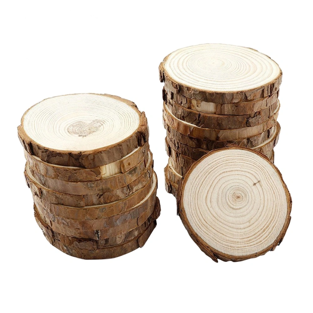 10pcs Unfinished Natural Round Wood Slices Circles with Tree Bark Log Discs for DIY Crafts Size 2