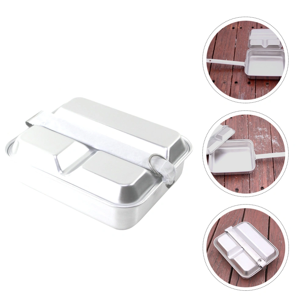 1Pc Stainless Steel Lunch Box Compartment Lunch Container 2 in 1 Lunch Box Pan