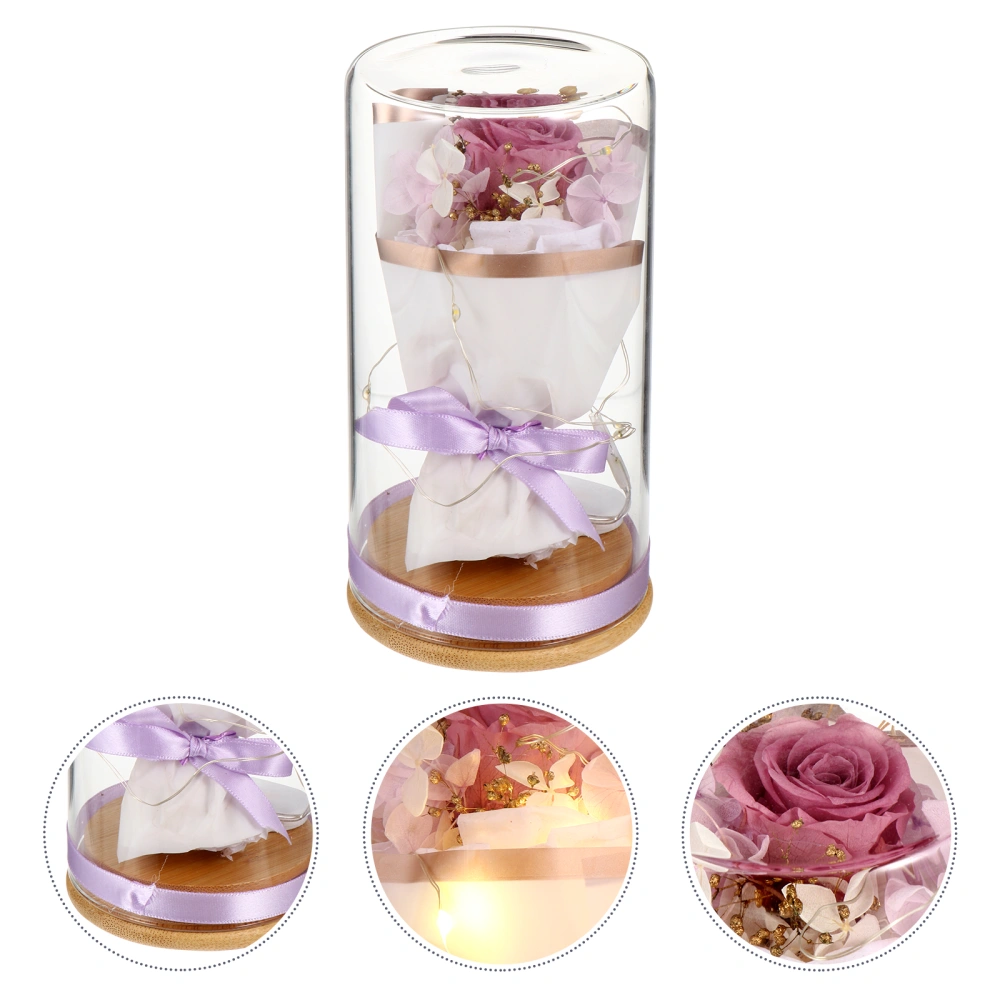 1pc Valentine's Day Gift Preserved Flower Wishing Bottle with LED Light Ornament