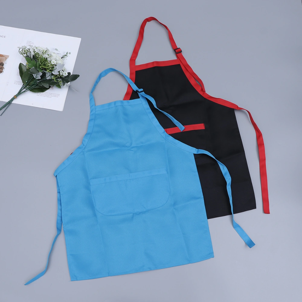 2pcs Artists Aprons Painting Gallus Crafts Art Painting Activities Overalls Adjustable Aprons with Pocket for Children Size L(1pc Sky Blue+1pc Black with Red Edge, Suitable for 5-7 Years Old)