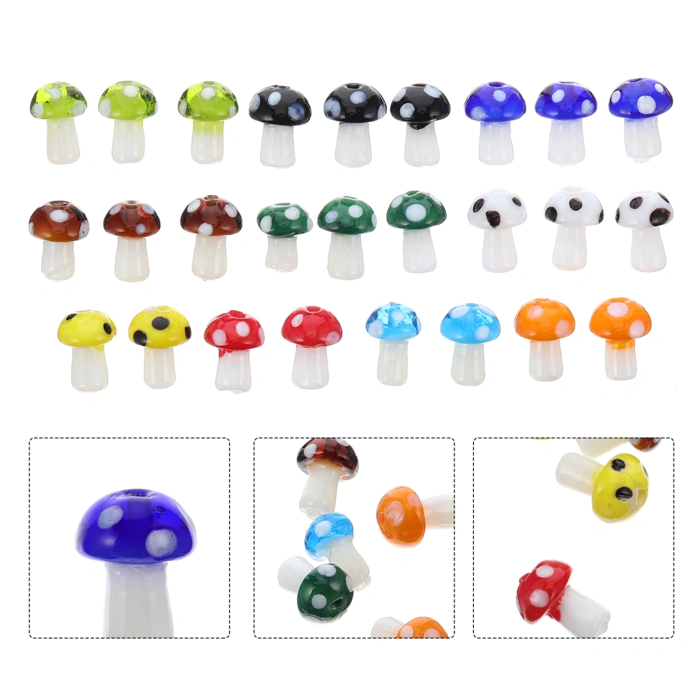 25Pcs Cartoon Mushroom Shape Hanging Pendants DIY Glass Decorative Materials