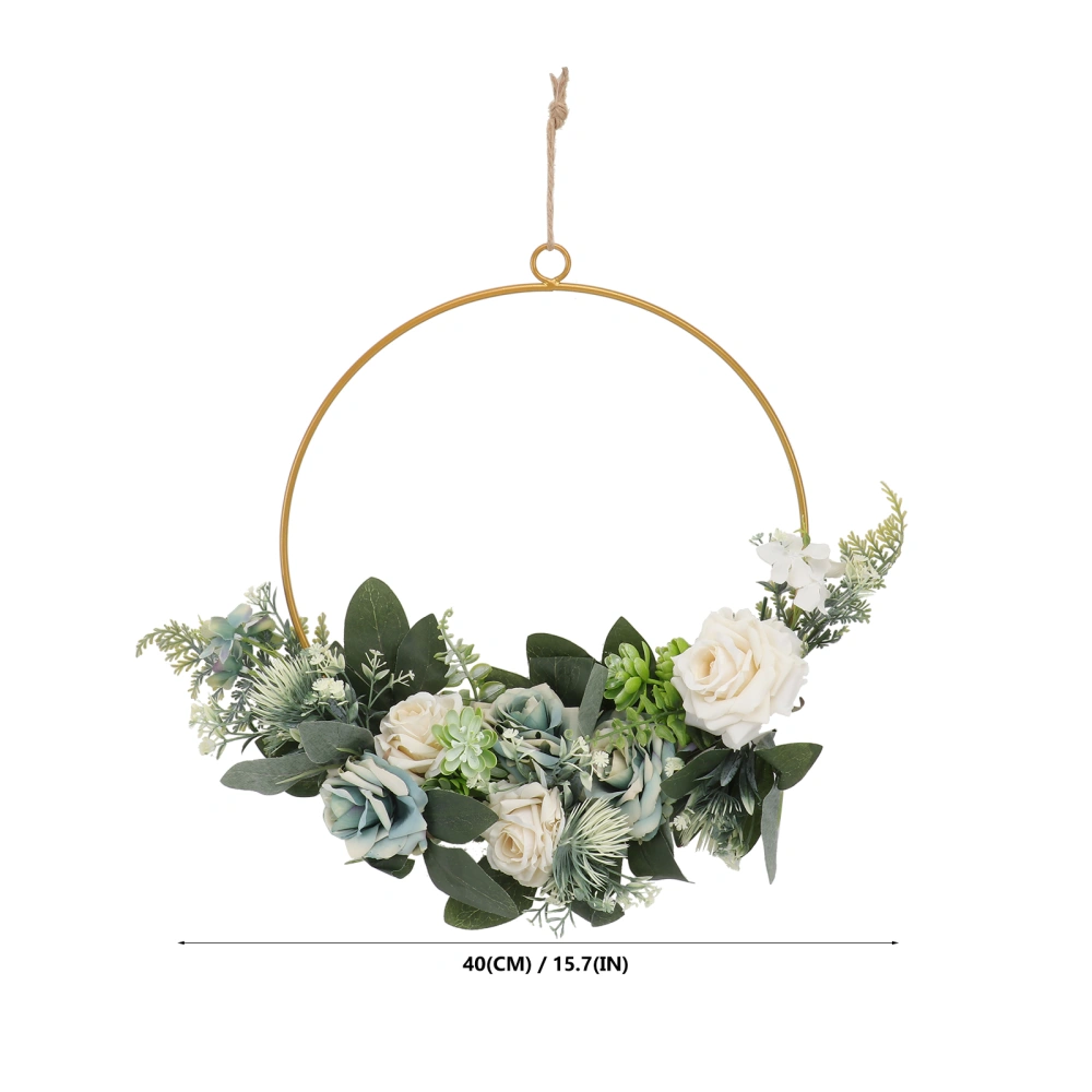 1Pc Retro Simulated Rose Wreath Artificial Garland Pendant Household Wall Decor