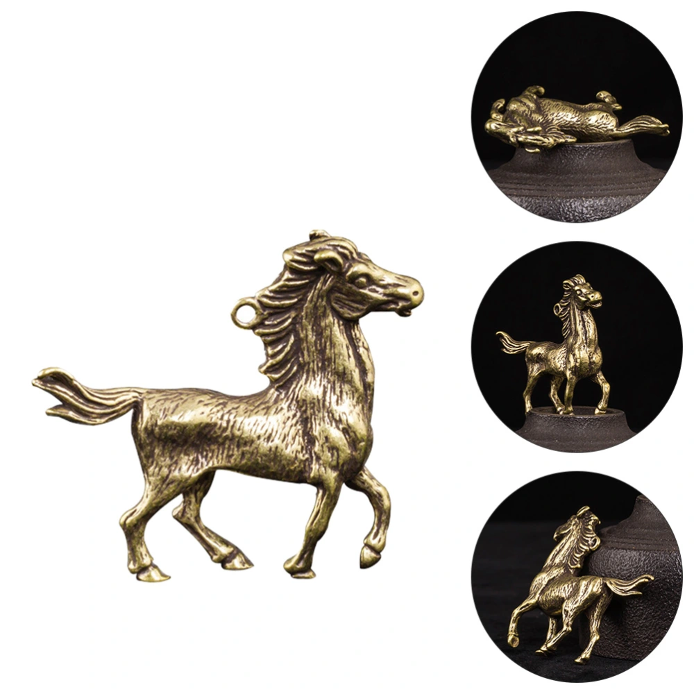 2pcs Chinese Style Creative Brass Horse Key Chain Pendant Zodiac Horse Pendant