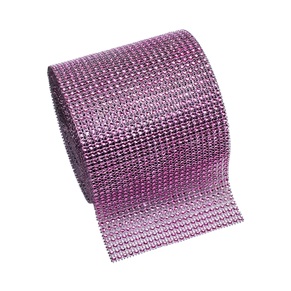 Sparkling Rhinestone Diamond Ribbon Mesh Roll for Wedding Cakes Birthday Party Decor Baby Shower Events and Arts and Crafts Projects 1 Yard x 4.7" (Pink)