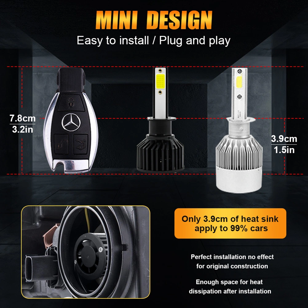 1 Pair H1 LED Bulb Car Work LED Headlight Bulb Waterproof Car Headlight Light