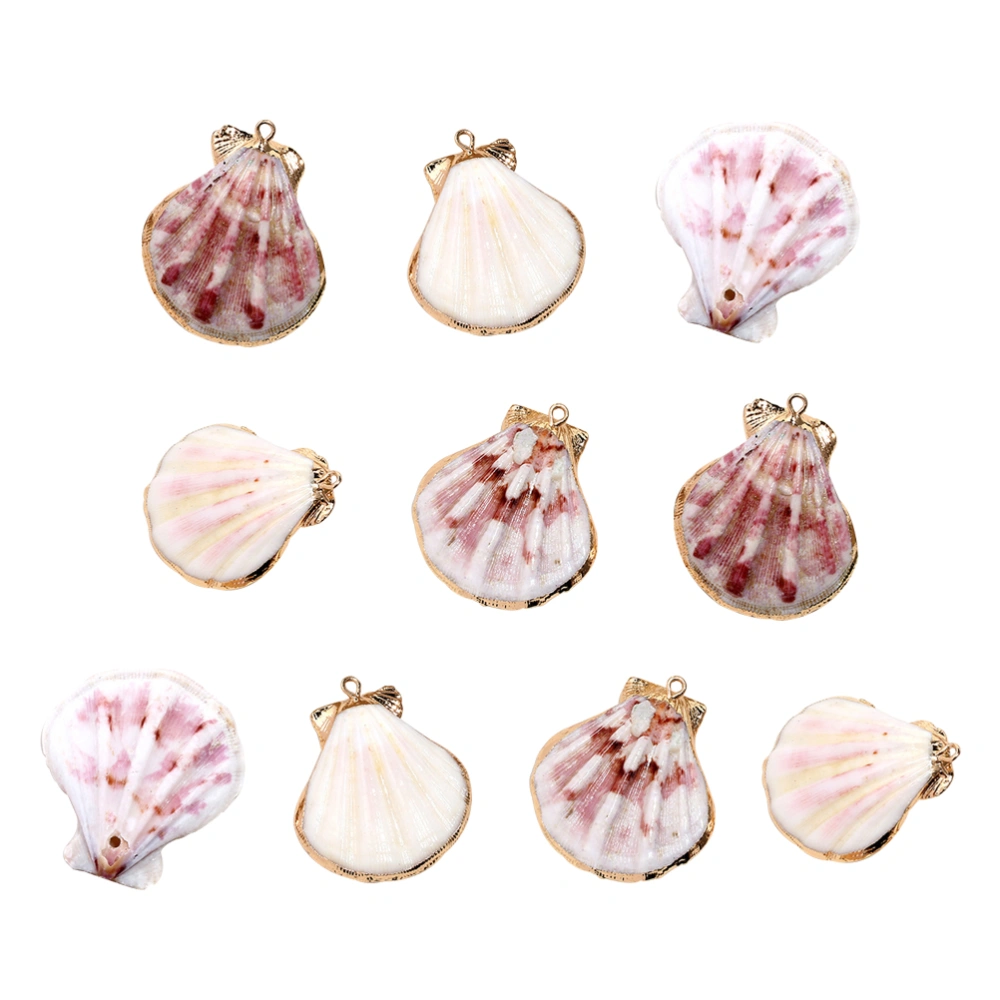 10 Pcs Natural Fan Shell DIY Jewelry Accessories Sliced Gold-rimmed Fan Shell Ornaments Handmade Decor for Girls Ladies Earrings Necklace DIY Craft Mixed Color