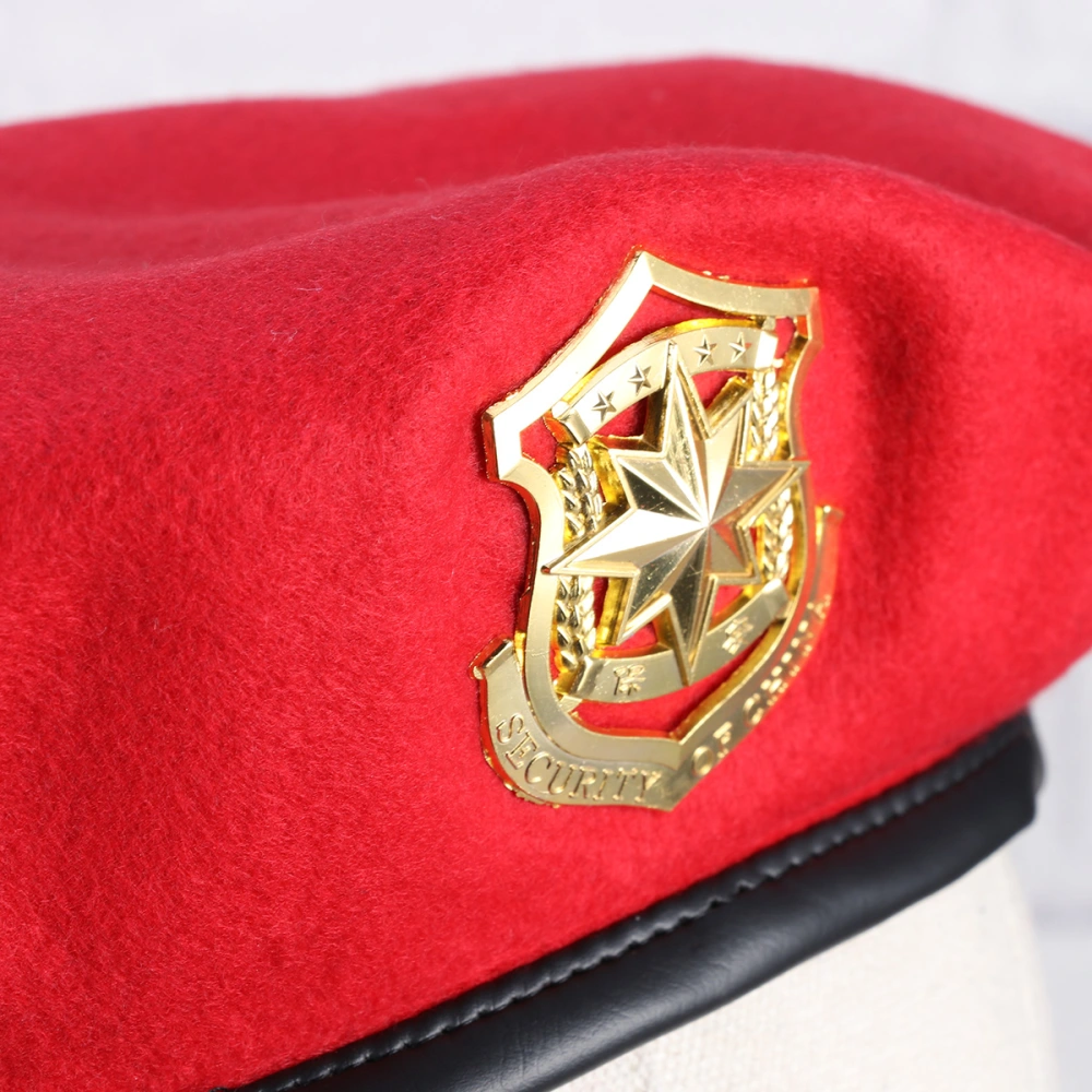 Red Sailor Dance Hat Square Dance Performance Five-Stars Woolen Berets Military