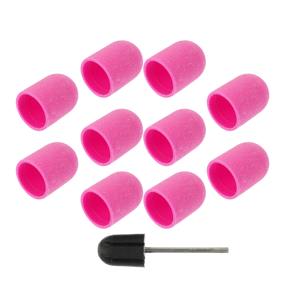 10pcs Nail Art Polishing Sanding Caps with Nail Grinding Head Set Manicure Tool