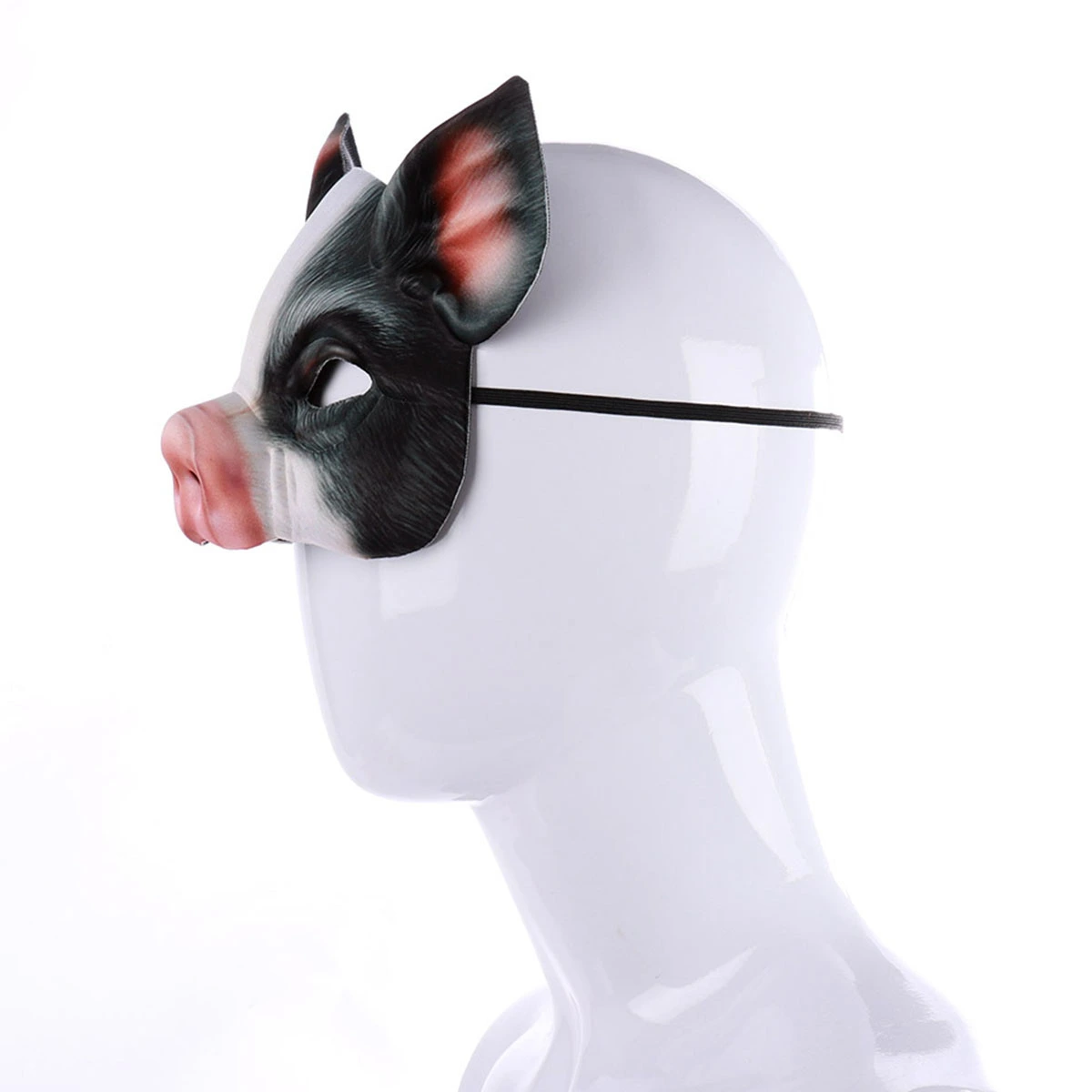 Half Face Animal Mask Pig Mask for Party Festival Halloween Masquerade Fancy Ball Cosplay (Black)