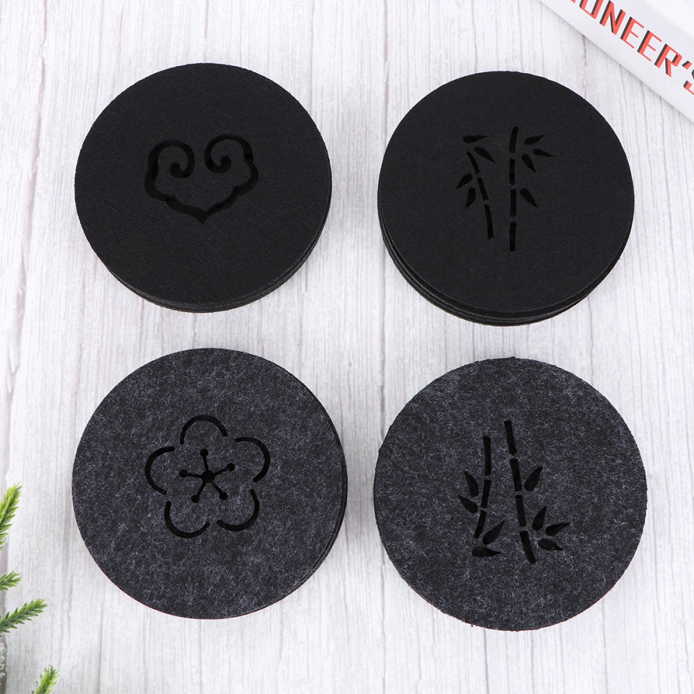 20 Pcs Drink Coaster Felt Water-absorb Felt Pad Hollow Pattern Coaster Skidproof Pad Retro Style Tabletop Protection for Home Office(Mixed Style)