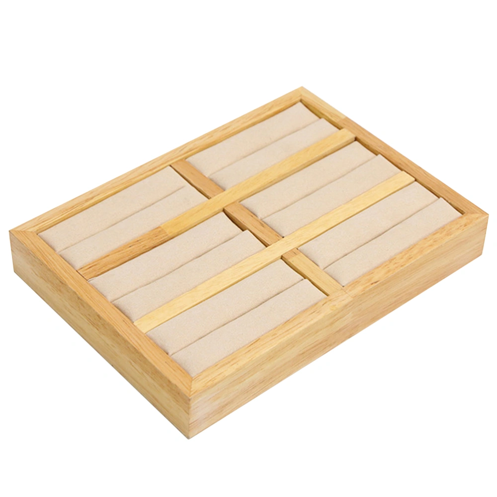 1PC 6-Grid Jewelry Storage Box Ring Organizer Portable Display Tray for Store Bedroom Dressing Room (Beige)