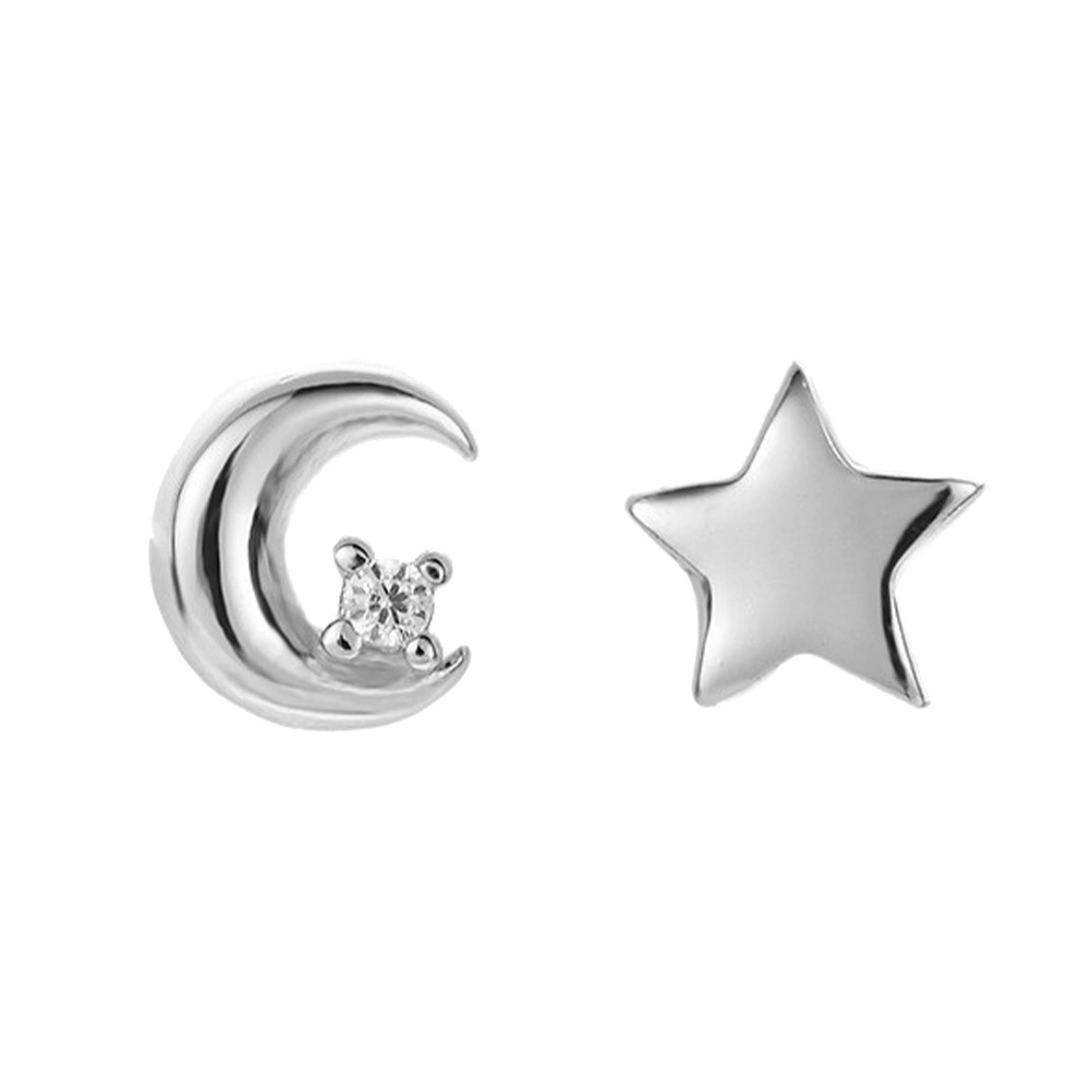 1 Pair Star Moon Eardrop Asymmetric Ear Decor Fashion Sliver Earring Ear Jewelry