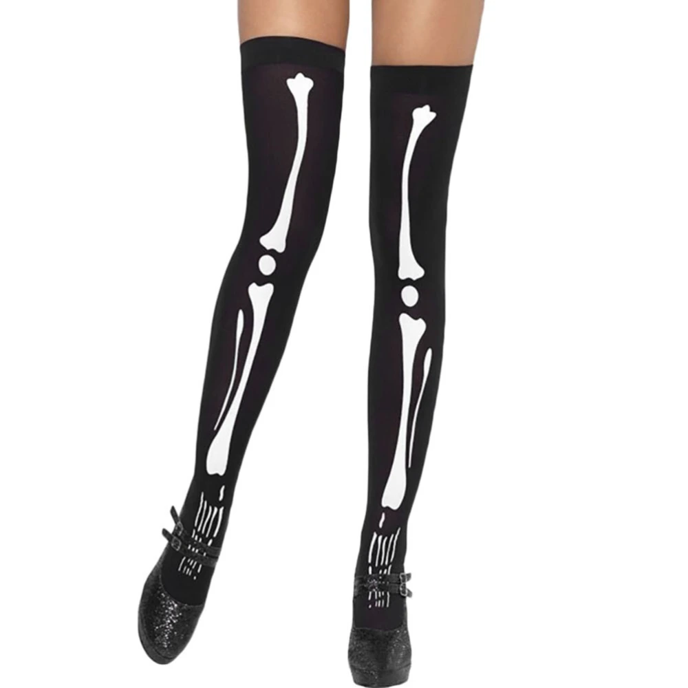 Halloween Skeleton Knee High Socks Bone Long Socks for Cospaly Masquerade Carnival