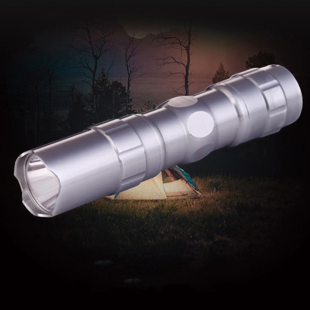 2 Pcs Aluminium Alloy LED Torch Portable Flashlight Wateproof Hard Light Torch Outdoor Small Ring Lanyard Torch Emergency Light Without Battery (Silver, Black)