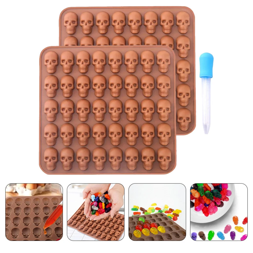 1 Set of Halloween Skull Cookie Mold Baking Cookie Mold Silicone Candy Mold with Dropper