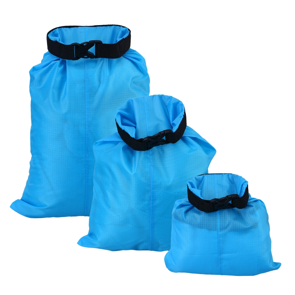 3pcs Waterproof Dry Bag Storage Pouch Bag for Camping Boating Kayaking Rafting Fishing (Sky Blue)