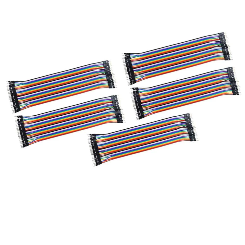 5Pcs Breadboard Wire Line 40Pin 2.54 Spacing Male to Male Breadboard Jumper Wires Ribbon Cables Colorful (20cm Male to Male)