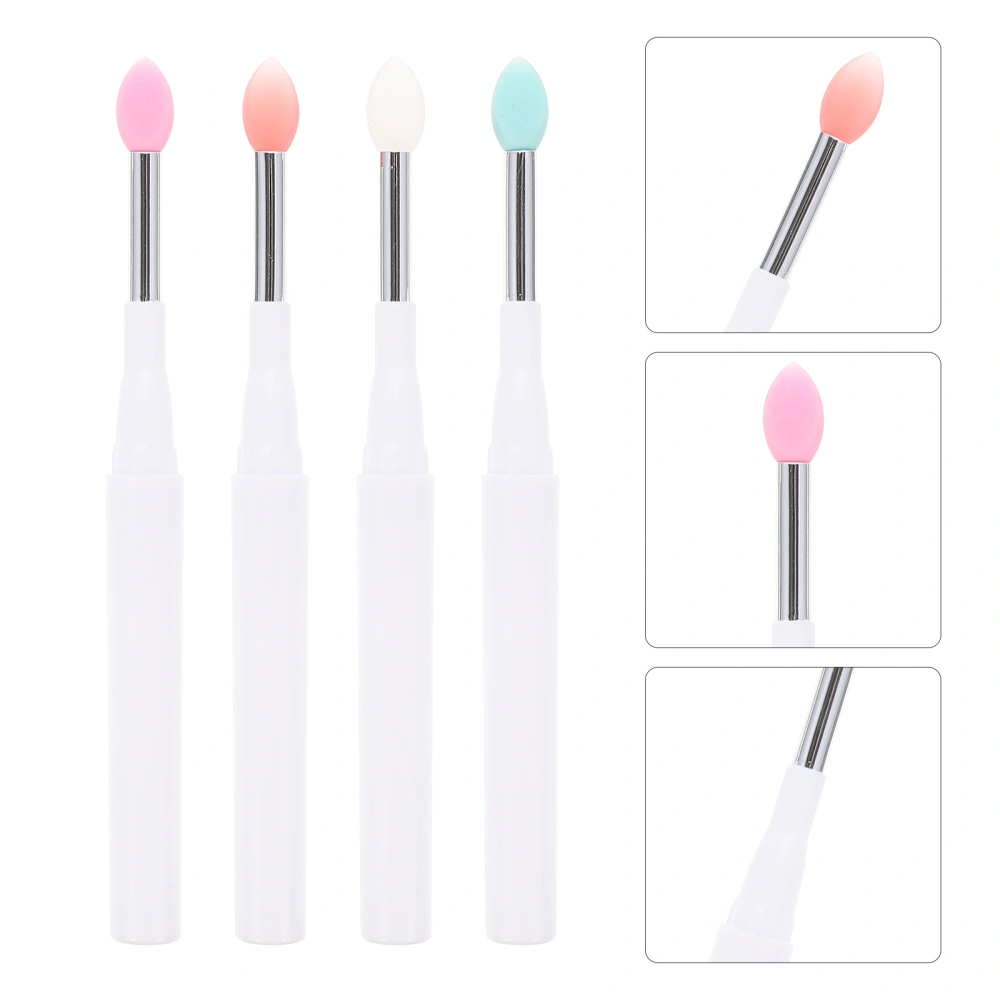 4Pcs Practical Eyeshadow Brushes Silicone Head Lip Brushes Beauty Brush Props