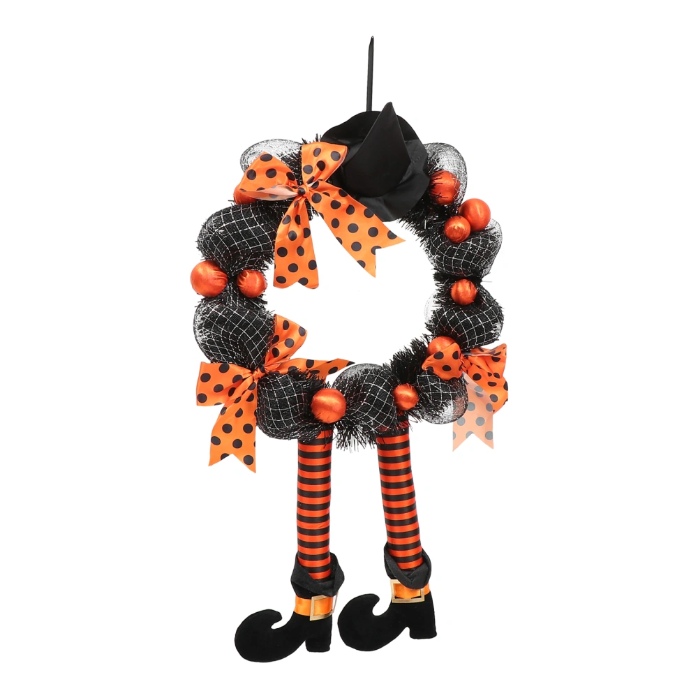 1Pc Creative Halloween Wreath Pendant Haunted House Hanging Garland with Hat Legs