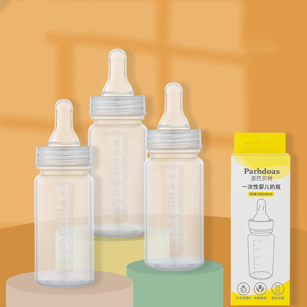 4pcs Infant Bottle Disposable Baby Bottles 0-3 Months Plastic Baby Bottle with Scale
