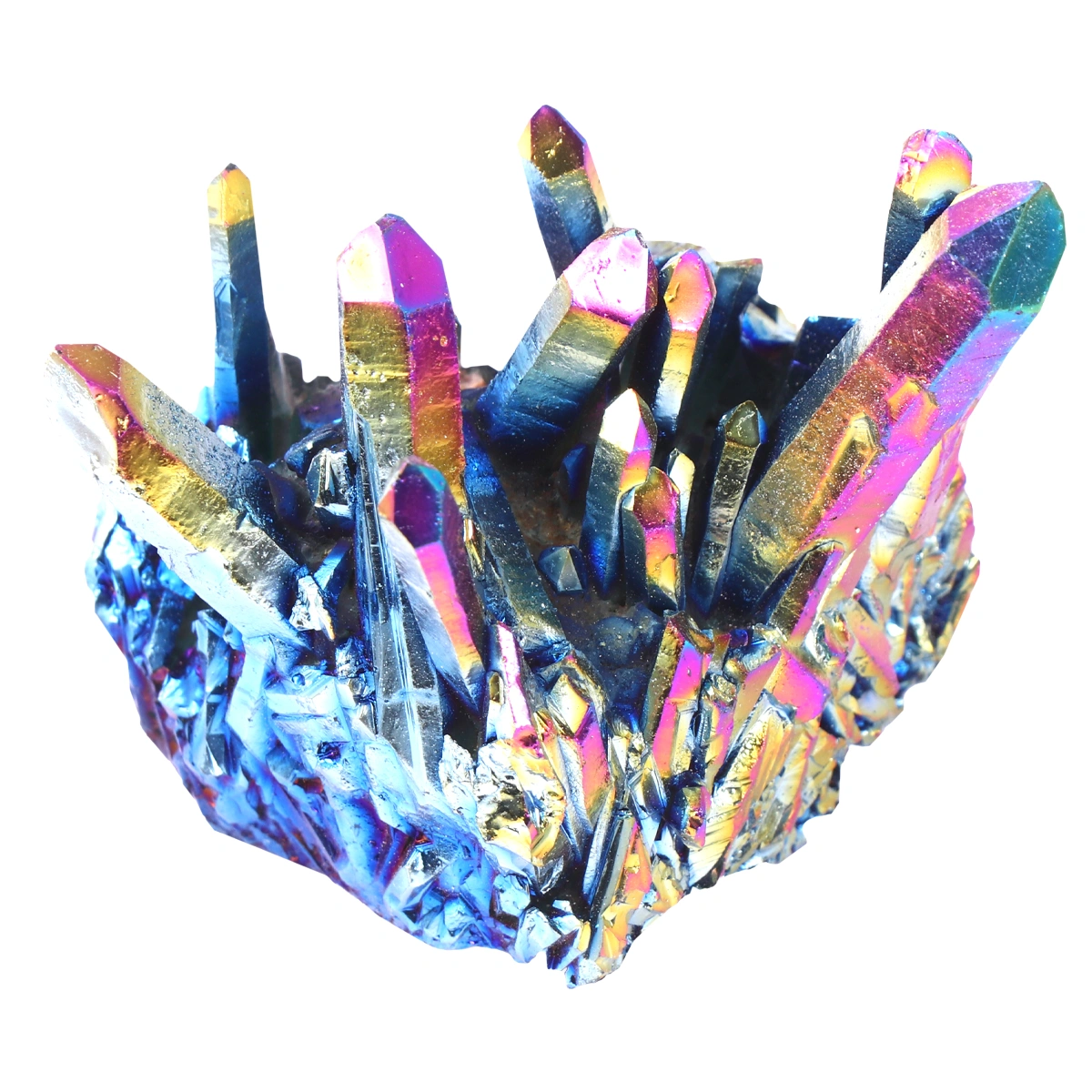 1pc Plated Colorful Crystal Cluster Amethyst Ornament Desktop Adornement for Home Office (About 70G Random Style)