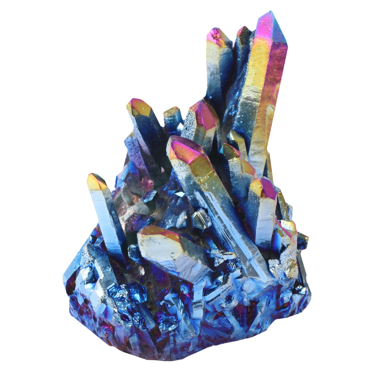 1pc Plated Colorful Crystal Cluster Amethyst Ornament Desktop Adornement for Home Office (About 70G Random Style)
