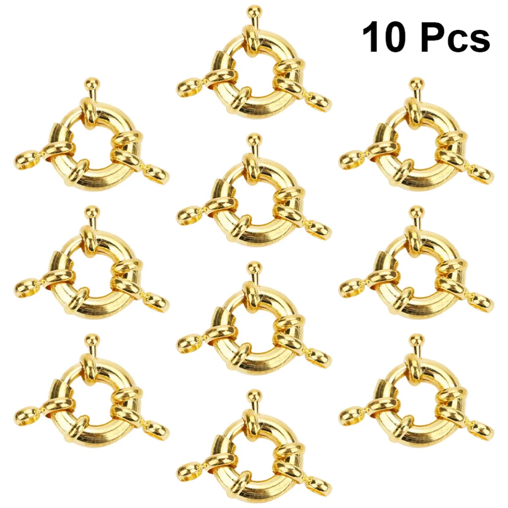 10 Pcs Mini Q Shape Jewelry Clasps Four Holes Clasp for Necklace Bracelet Chain DIY Bracket Jewellery Making (Golden, 13MM)