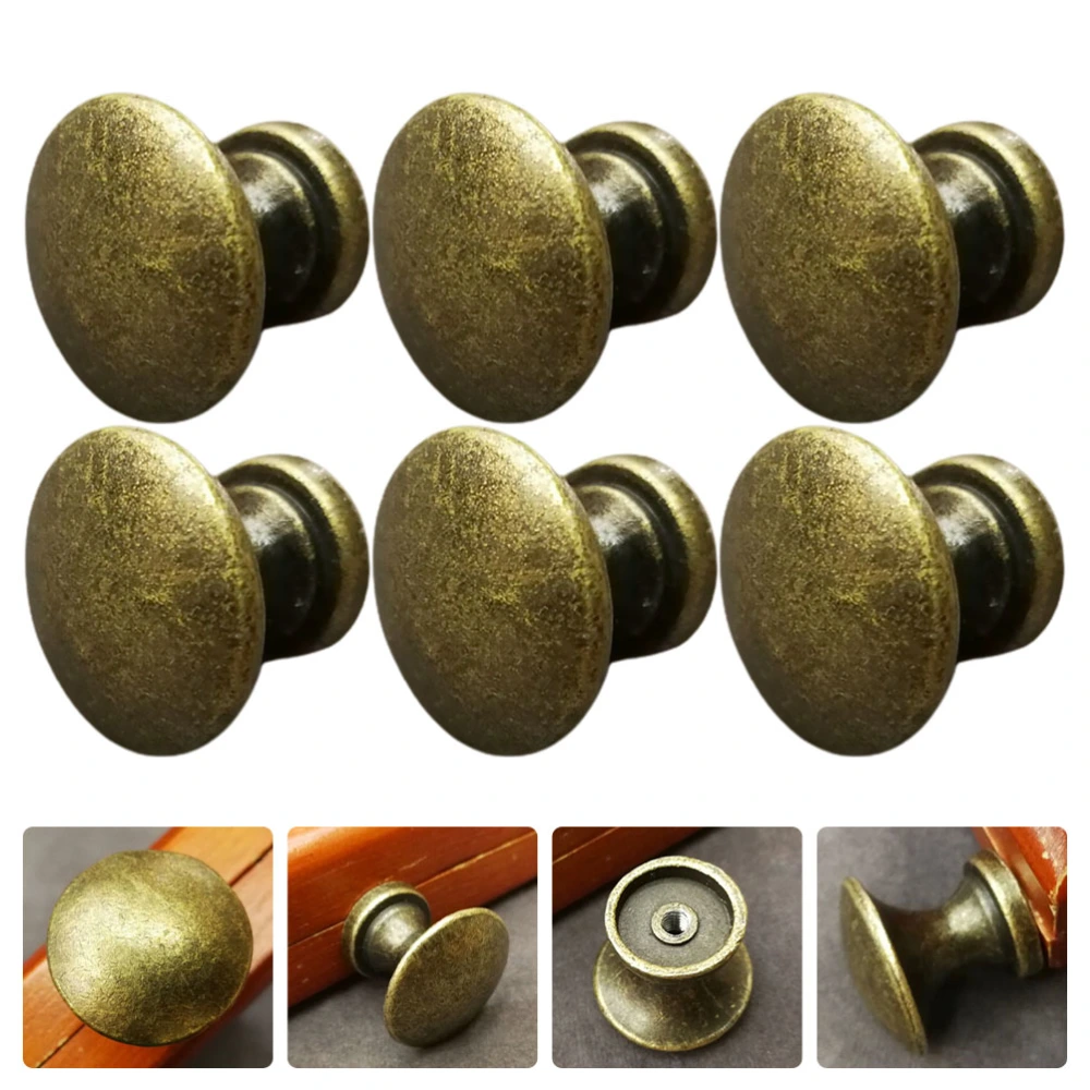 6pcs Cabinet Zinc Alloy Knob Antique Round Dresser Handles Bronze Drawer Pulls