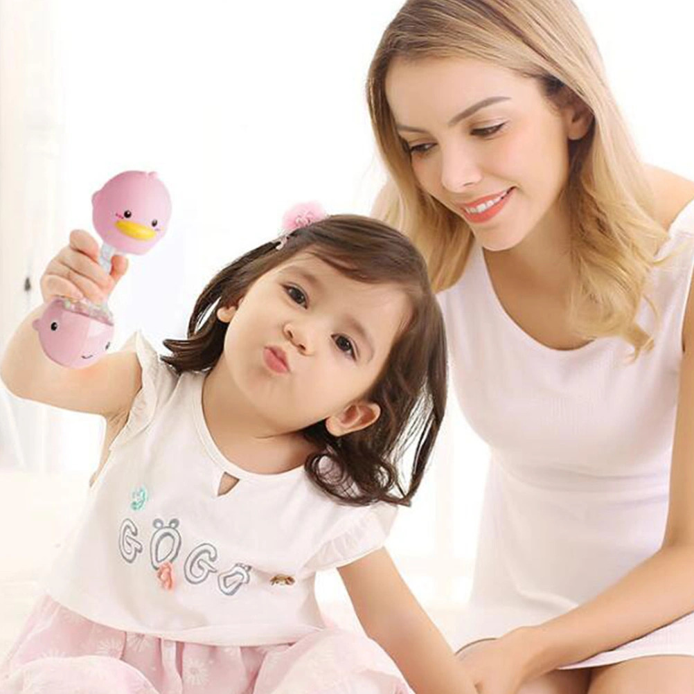 Lovely Baby Hand Stick Baby Handbell Baby Toy Duck Shaped Hand Rattle Toys Infant Playings for Newborn Toddlers(Pink)