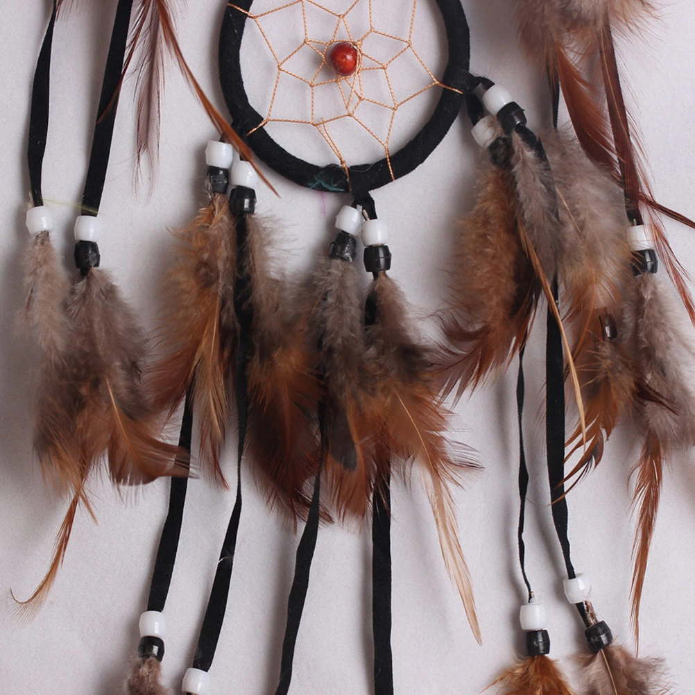 Handmade  and Beads Decorated Wolf Style Wall Hanging Wind Chime Dream Catcher (Black)