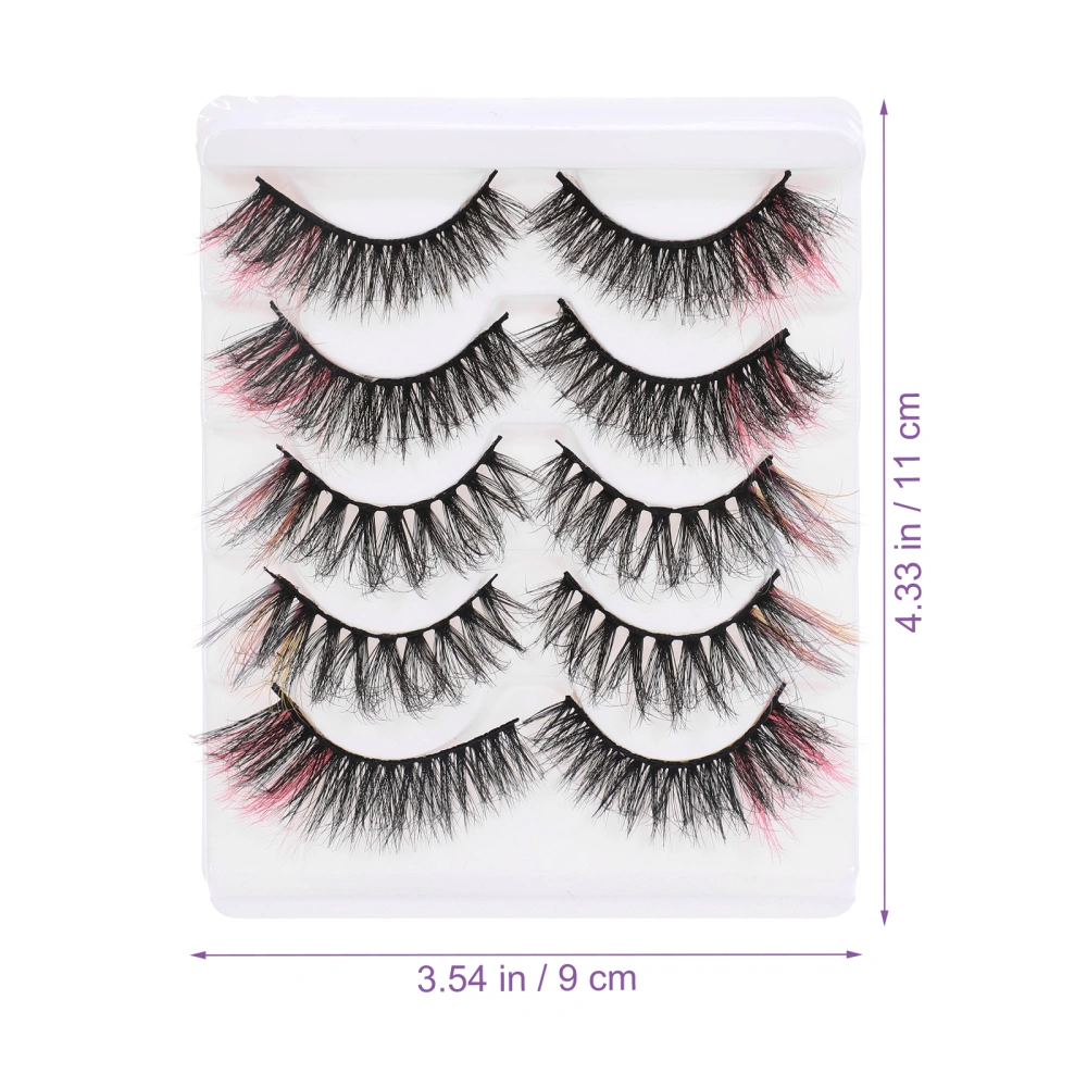 5 Pairs Colored Lashes Faux Mink Lashes Cosplay Fluffy Colored Eyelashes for Women Girls