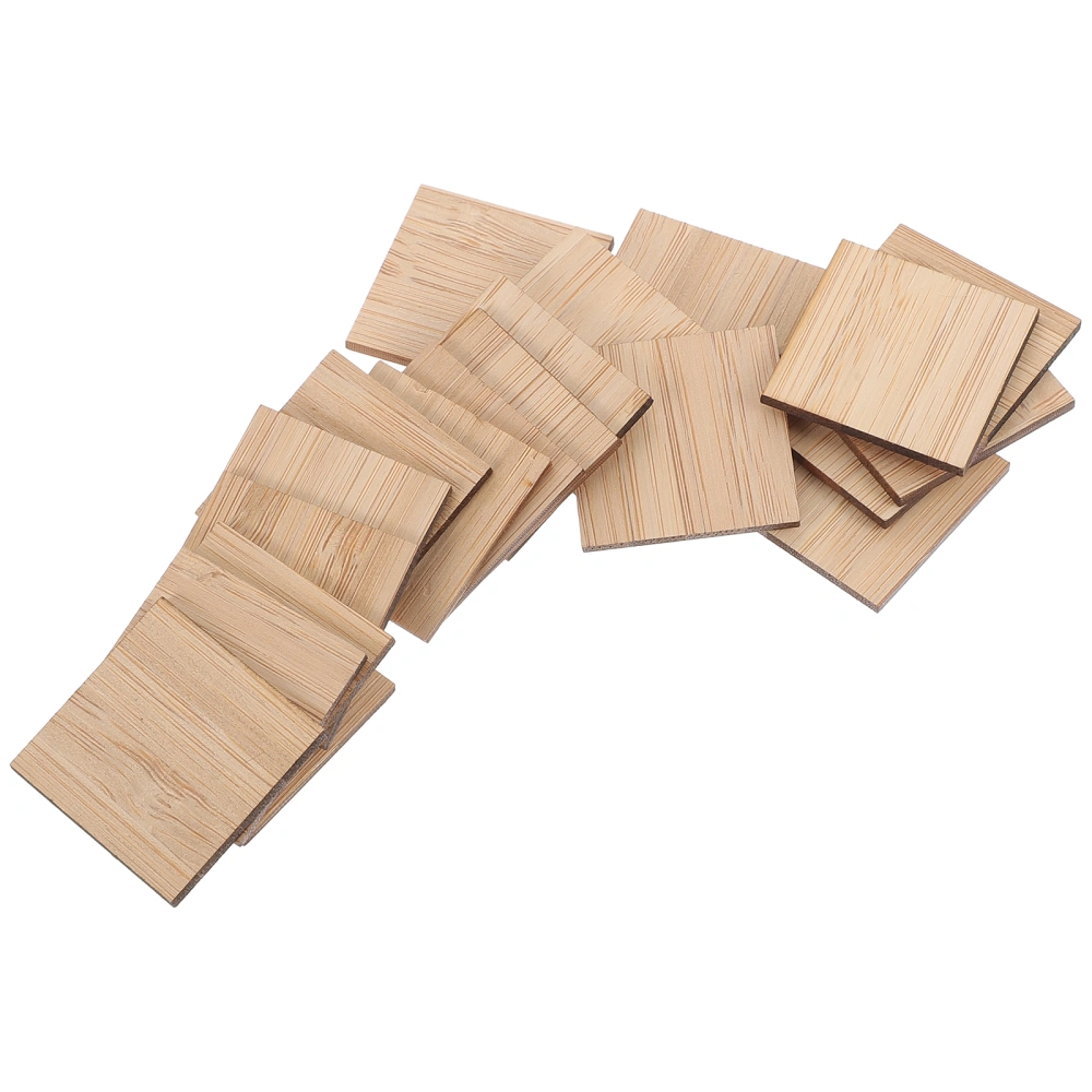 25Pcs Unfinished Bamboo Slices DIY Square Bamboo Pieces DIY Blank Bamboo Crafts