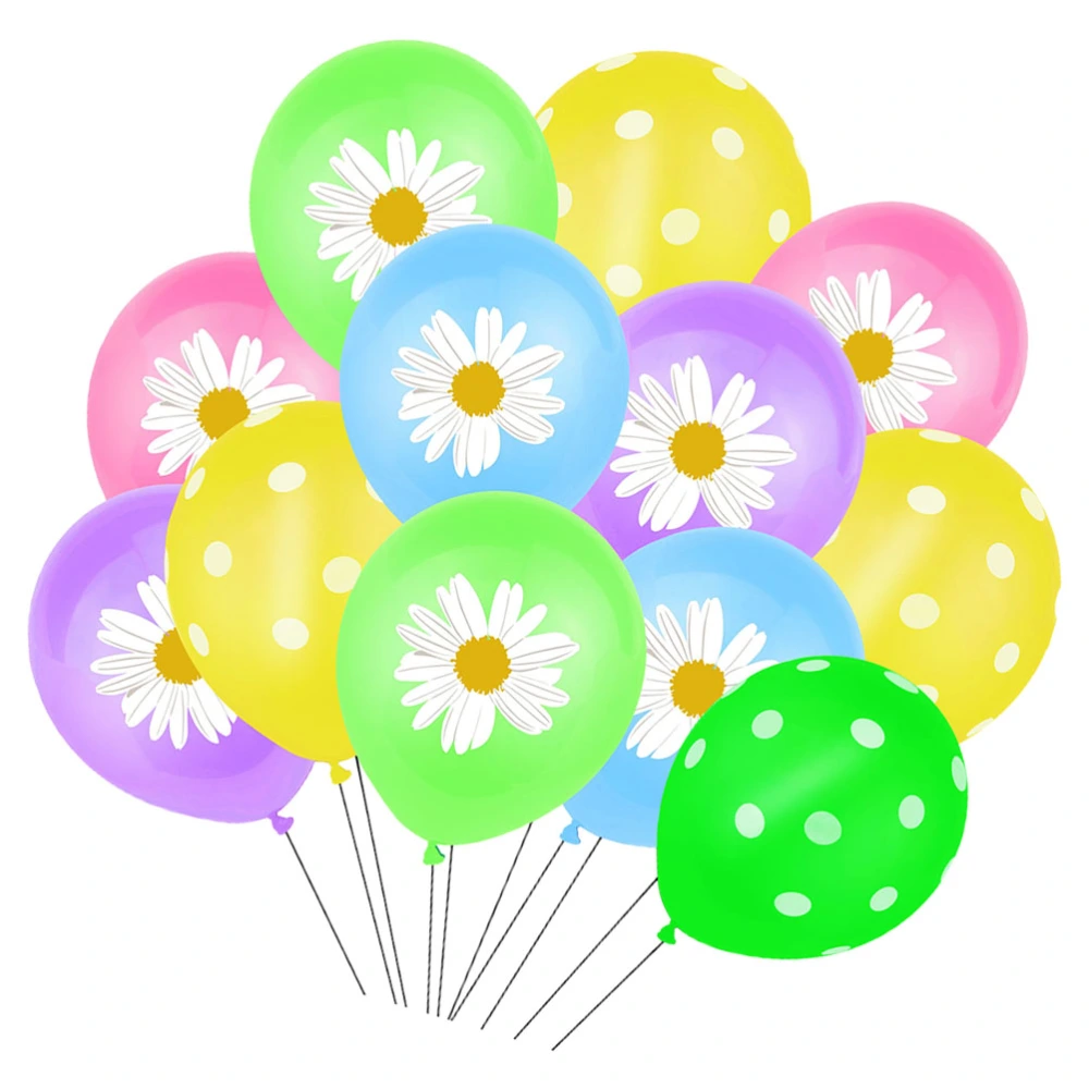 62pcs Daisy Pattern Balloon Scene Layout Balloon Party Decor Party Supplies