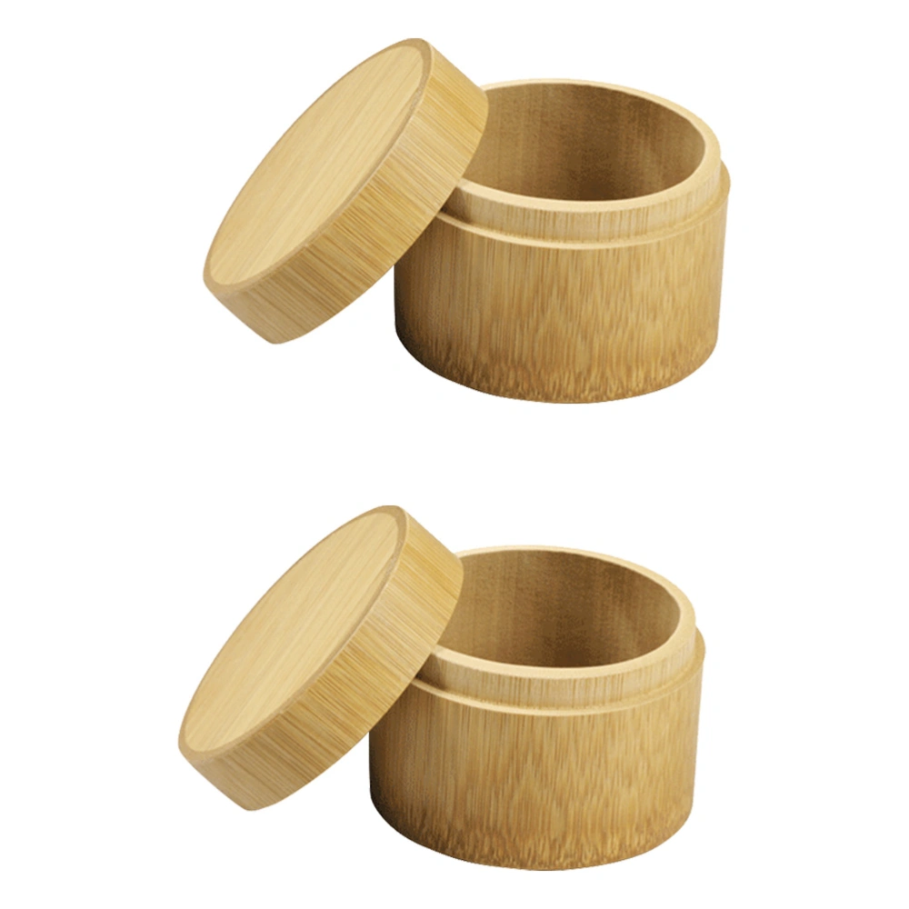 2pcs Bamboo Tea Canister Food Storage Jar Tea Leaves Container for Home Travel