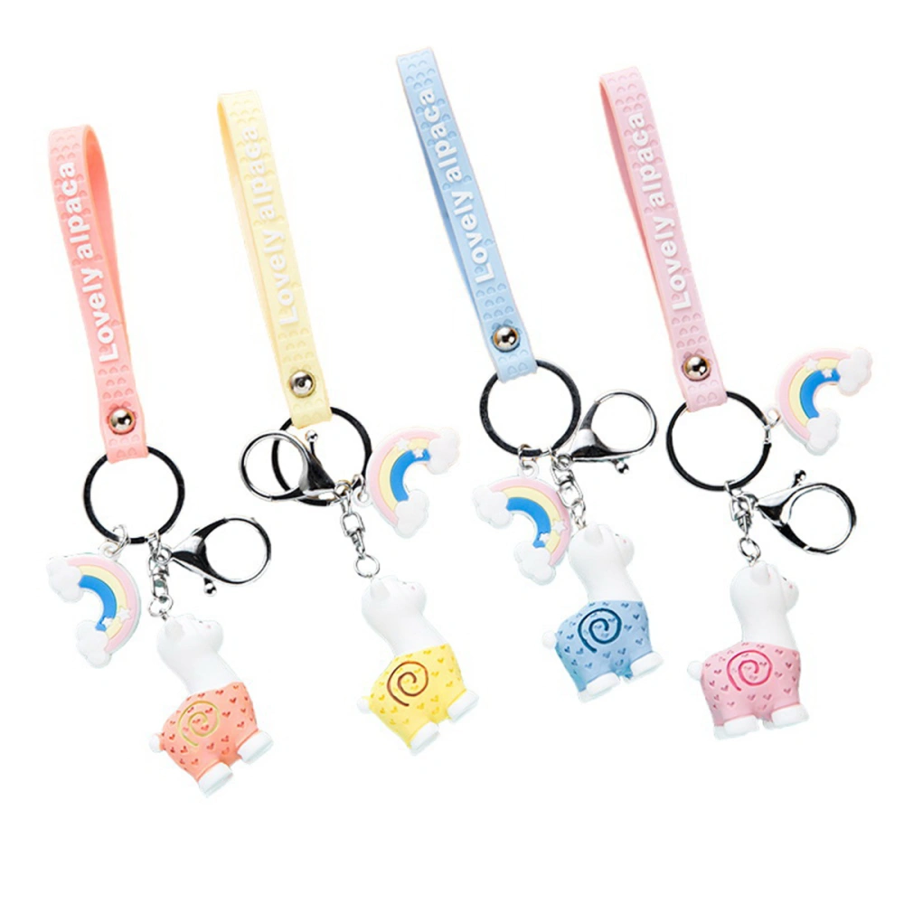 1Pc Cartoon Keychain Alpaca Shaped Hanging Pendant Key Ring Bag Decoration（Sky-Blue）