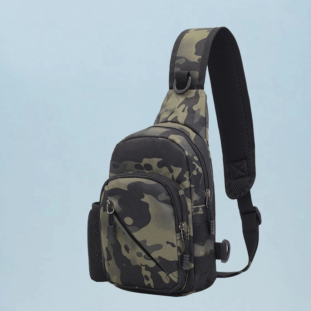 Men Chest Pouch Casual Waist Bag Multi-function Shoulder Bag Coin Purse for Outdoor Sports Travel (Black Camouflage)