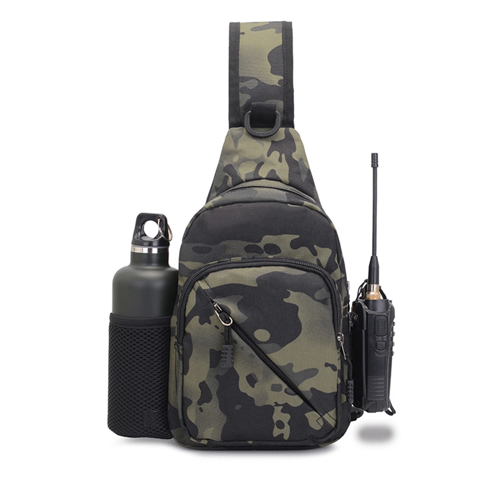 Men Chest Pouch Casual Waist Bag Multi-function Shoulder Bag Coin Purse for Outdoor Sports Travel (Black Camouflage)