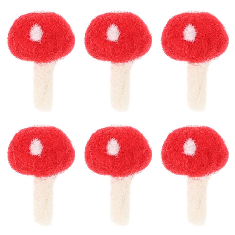 6pcs Handmade Mushroom Ornaments DIY Charm Brooch Hairpin DIY Supplies